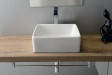 Sapho Ubega umywalka ceramiczna kwadratowa 38x38 cm nablatowa /stawiana na blat biały BH7006