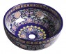 Sapho Priori umywalka okrągła 42x42 cm nablatowa/ stawiana na blat niebieska z ornamentem PI022