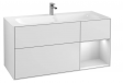 Villeroy&Boch Finion szafka pod umywalkę 120cm z otwartą półką i oświetleniem ściennym White Matt Lacquer biały G070MTMT