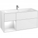 Villeroy&Boch Finion szafka pod umywalkę 120cm z otwartą półką i oświetleniem ściennym Glossy White Lacquer biały G060GFGF
