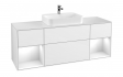 Villeroy&Boch Finion szafka pod umywalkę 160 cm z 4 szufladami 2 otwartymi półkami i oświetleniem LED Glossy White Lacquer biały G451GFGF