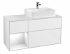Villeroy&Boch Finion szafka pod umywalkę 120 cm z 3 szufladami ,otwartą półką i oświetleniem LED Glossy White Lacquer biały G141GFGF