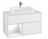 Villeroy&Boch Finion szafka pod umywalkę 100 cm z 2 szufladami, otwartą półką i oświetleniem LED Glossy White Lacquer biały G361GFGF