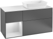 Villeroy&Boch Finion szafka pod umywalkę 120 cm z 3 szufladami, otwartą półką i oświetleniem LED Anthracite Matt Lacquer grafit G801GKGK