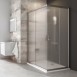 Ravak Blix 1/2 kabiny prysznicowej 90 cm z narożnym wejściem drzwi przesuwne srebrny matowy szkło grape ANTICALC BLRV2K 1XV70U00ZG