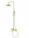 Kohlman Axel Gold zestaw wannowo-prysznicowy z deszczownicą 20x20 i wylewką złoty połysk QW277AGD
