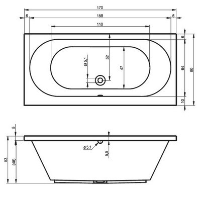 Riho Carolina wanna prostokątna 170x80 BB53