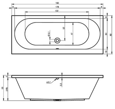 Riho Carolina wanna prostokątna 190x80 BB55