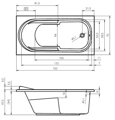 Riho Columbia wanna prostokątna 150x75 BA02