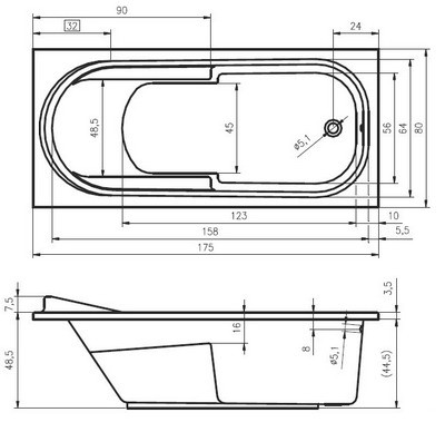 Riho Columbia wanna prostokątna 175x80 BA04