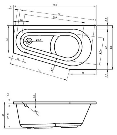 Riho Delta wanna asymetryczna 150x80 lewa BB81
