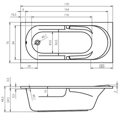 Riho Future wanna prostokątna 170x75 BC28