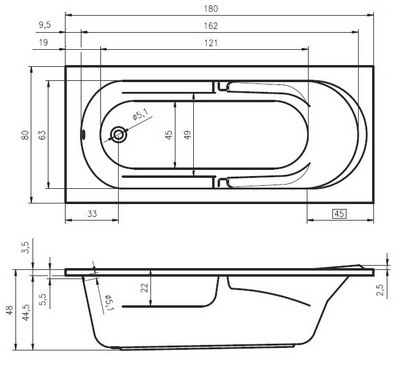 Riho Future wanna prostokątna 180x80 BC31