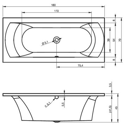 Riho Lima wanna prostokątna 160x70 BB42