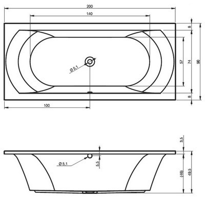 Riho Lima wanna prostokątna 200x90 BB49