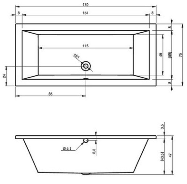 Riho Lusso wanna prostokątna 170x75 BA18