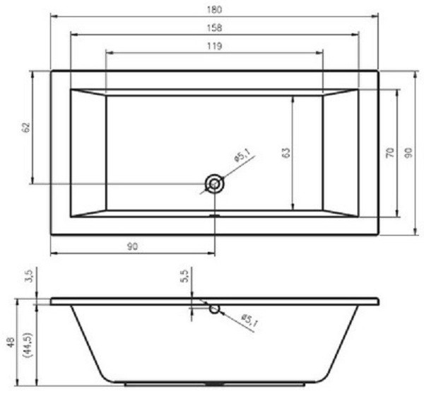 Riho Lusso wanna prostokątna 180x90 BA77