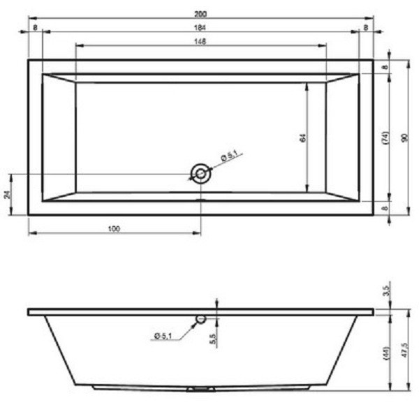 Riho Lusso wanna prostokątna 200x90 BA60