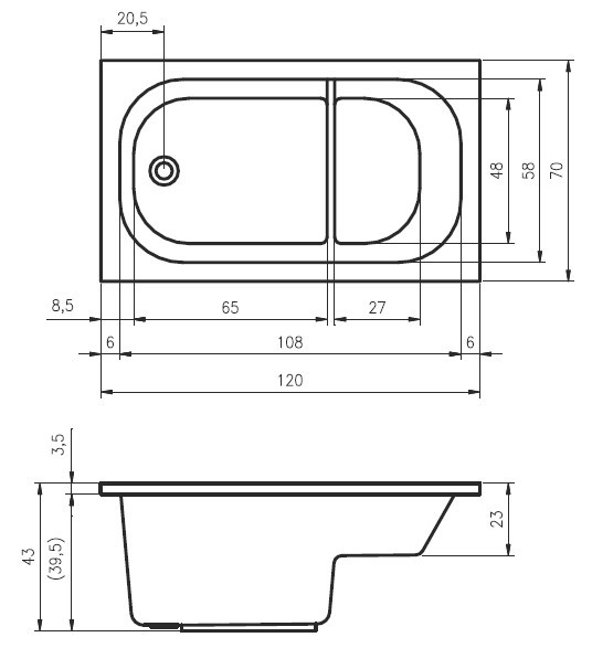 Riho Petit wanna prostokątna 120x70 BZ25