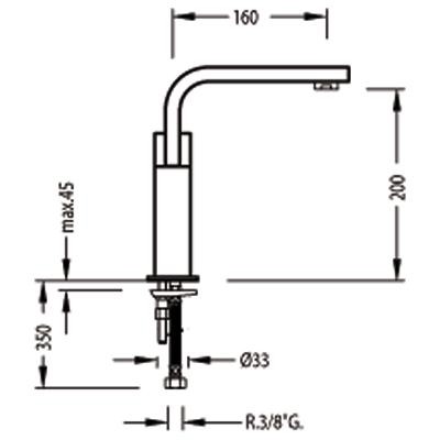 Tres Cuadro bateria umywalkowa perlator chrom 1.06.603