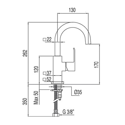 Tres Cuadro bateria umywalkowa perlator chrom 1.06.605