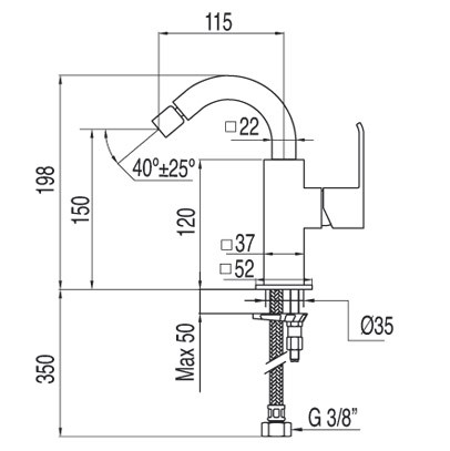 Tres Cuadro bateria bidetowa perlator chrom 1.06.124
