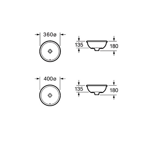 Roca Foro umywalka wpuszczana w blat 36cm 36x36 A327880000