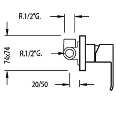 Tres Cuadro bateria podtynkowa natryskowa kompletna chrom 1.06.177