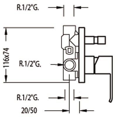 Tres Cuadro bateria podtynkowa wannowo-natryskowa kompletna chrom 1.06.180