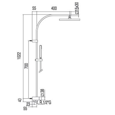 Tres Cuadro zestaw natryskowy do baterii natynkowej chrom 1.07.926