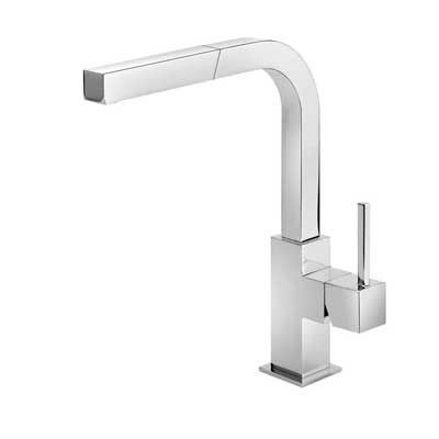 Tres Cuadro bateria kuchenna zlewozmywakowa stojąca z wyciąganą wylewką chrom 1.06.437