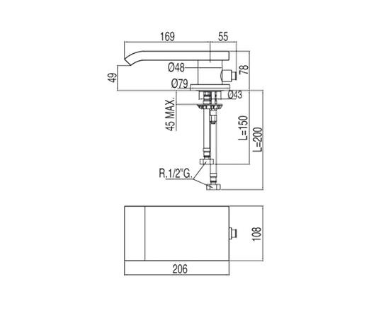 Tres Cub wylewka wannowa kaskada chrom 1.62.161.50
