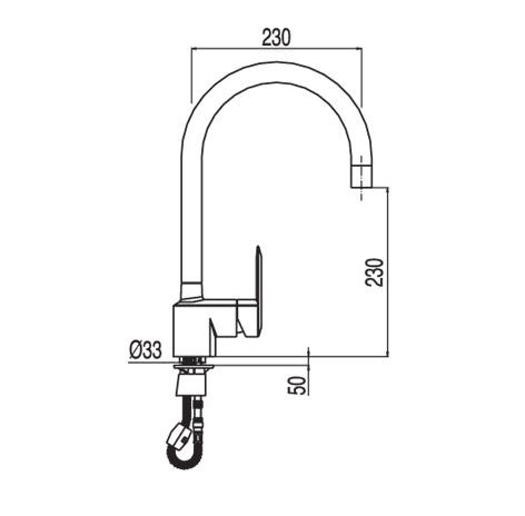 Tres Futur Plus bateria kuchenna zlewozmywakowa stojąca z wyciąganą wylewką chrom 1.14.444