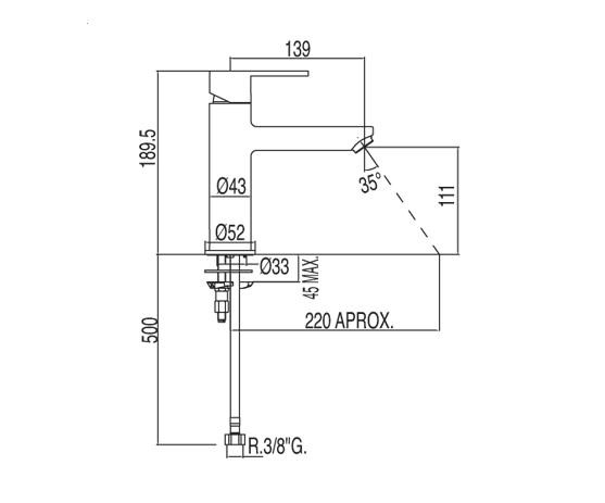 Tres Lex bateria umywalkowa perlator chrom 1.81.203