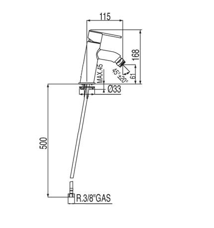 Tres Lex bateria bidetowa perlator chrom 1.81.920