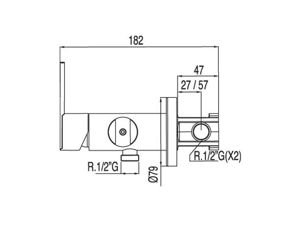 Tres Lex bateria podtynkowa do bidetu lub WC chrom 1.81.223