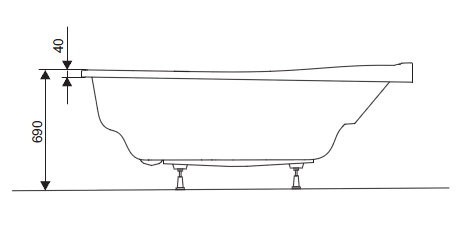Ravak podpora stelaż nogi 75 do wanny Campanula, Sonata, Nerida GPX2240016