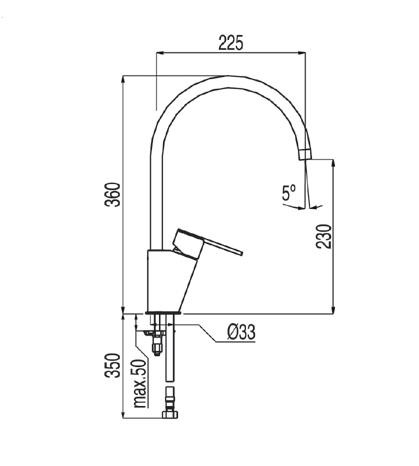 Tres Lex bateria kuchenna zlewozmywakowa stojąca chrom 1.81.341