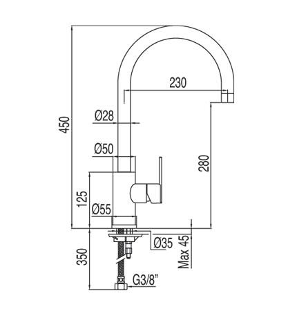 Tres Lex bateria kuchenna zlewozmywakowa stojąca chrom 1.81.540