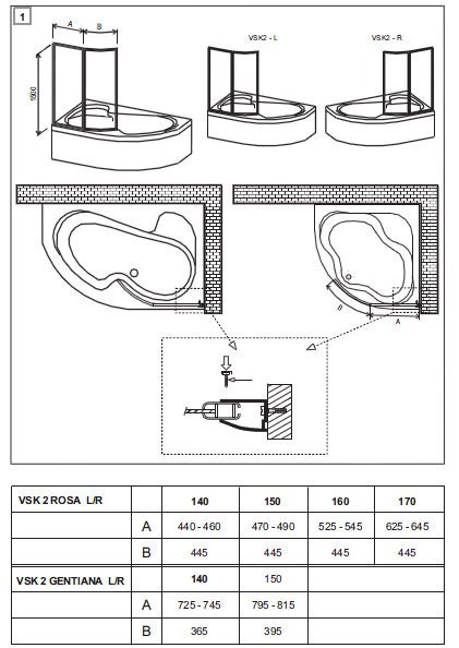 Ravak Supernova parawan nawannowy ROSA 160, ROSA 2 160, ROSA 95 160 prawy biały szkło przeźroczyste ANTICALC VSK2