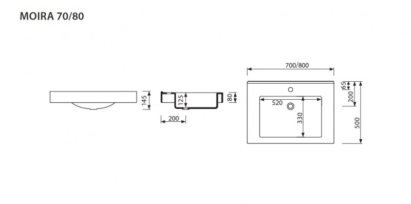Marmorin Moira Bis 70 umywalka z otworem 70x50 cm Mineralicast 280 070 022 011