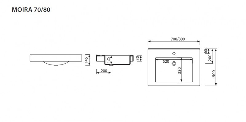 Marmorin Moira Bis 80 umywalka z otworem 80x50 cm Mineralicast 280 080 022 011