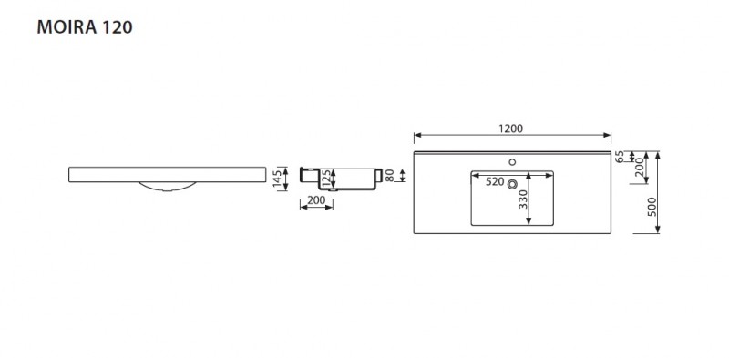 Marmorin Moira Bis 120 umywalka z otworem 120x50 cm Mineralicast 280 120 022 011