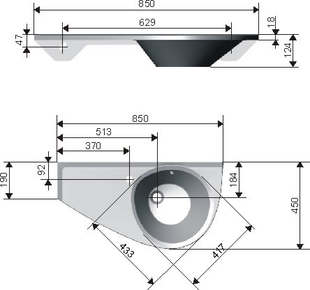 Ravak Avocado umywalka wisząca asymetryczna 85x45 lewa z otworem