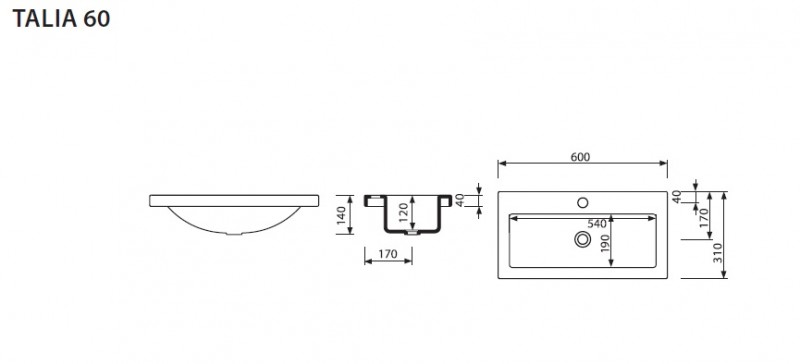 Marmorin Talia 60 umywalka z otworem 60cm Mineralicast 270 060 022 011