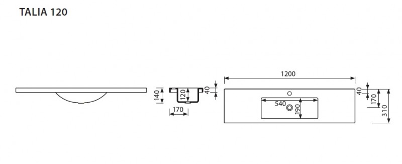 Marmorin Talia 120 umywalka z otworem 120cm Mineralicast 270 120 022 011