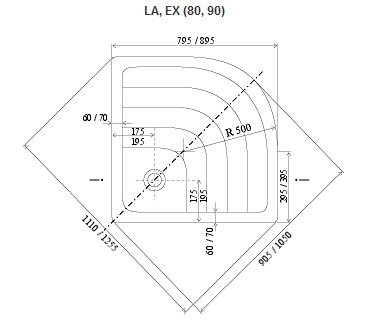 Ravak Ronda LA brodzik półokrągły 80x80 A214001220