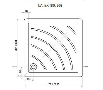 Ravak Angela LA brodzik kwadratowy 90x90 A017701220