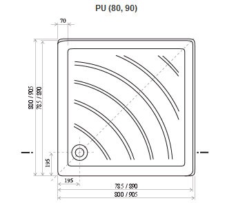 Ravak Angela PU brodzik kwadratowy 90x90 A007701120