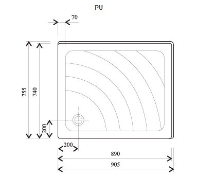Ravak Aneta PU brodzik prostokątny 90x75 A003701120